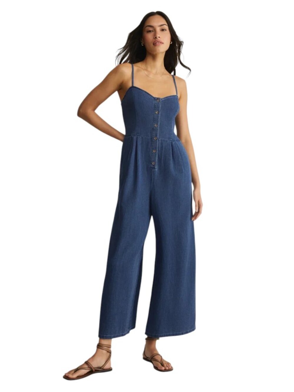 Z Supply Angel Eyes Twill Twilight Blue Cami Denim Jumpsuit